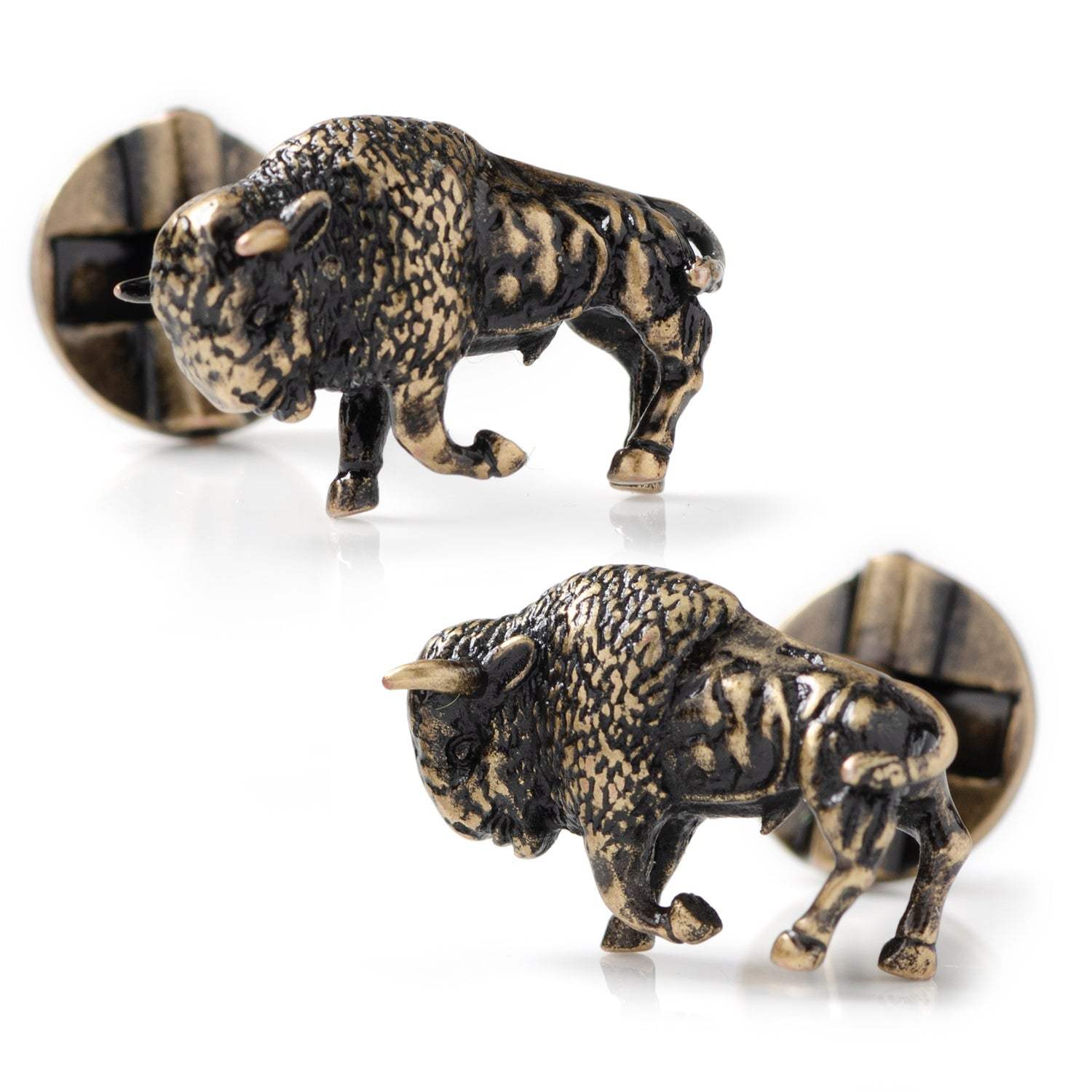Antique Bronze Bison Cufflinks - Cufflinks.com - Flyclothing LLC