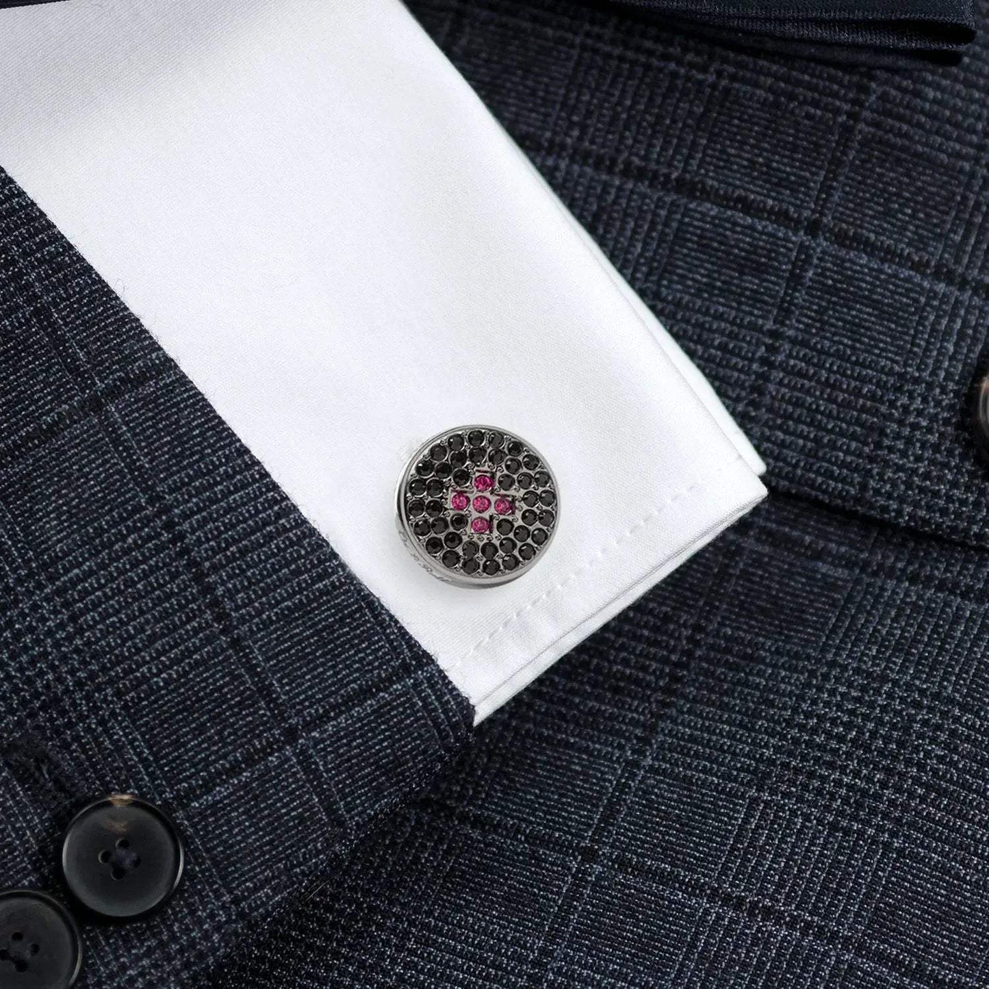 Crystal Button Pave Cufflinks - Cufflinks.com - Flyclothing LLC