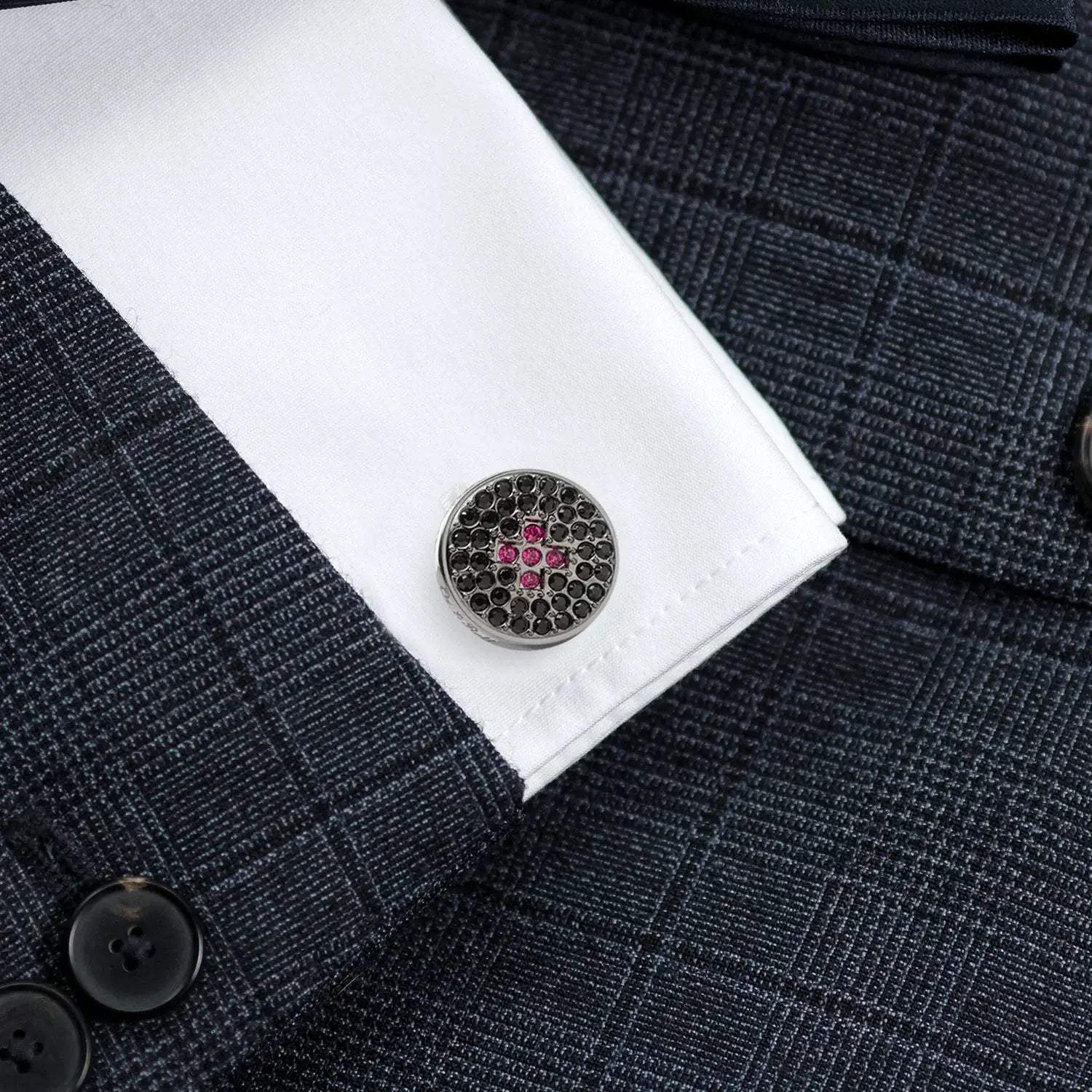 Crystal Button Pave Cufflinks - Cufflinks.com - Flyclothing LLC
