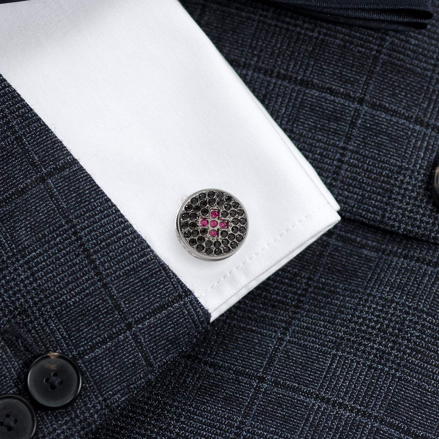 Crystal Button Pave Cufflinks - Cufflinks.com - Flyclothing LLC
