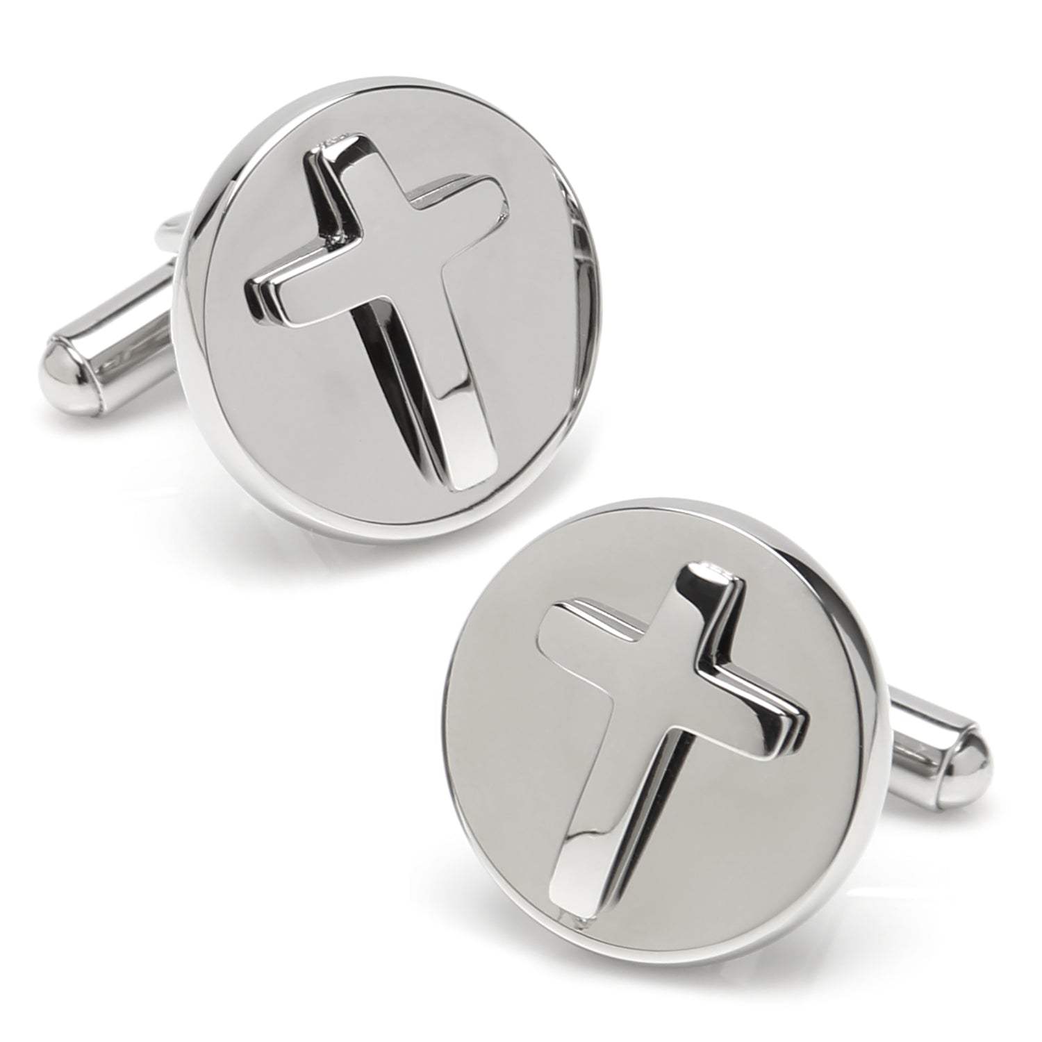 Cross Round Stainless Steel Cufflinks - Cufflinks.com - Flyclothing LLC