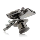 Caduceus Pave Gunmetal Lapel Pin - Cufflinks.com - Flyclothing LLC