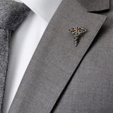 Caduceus Pave Gunmetal Lapel Pin - Cufflinks.com - Flyclothing LLC