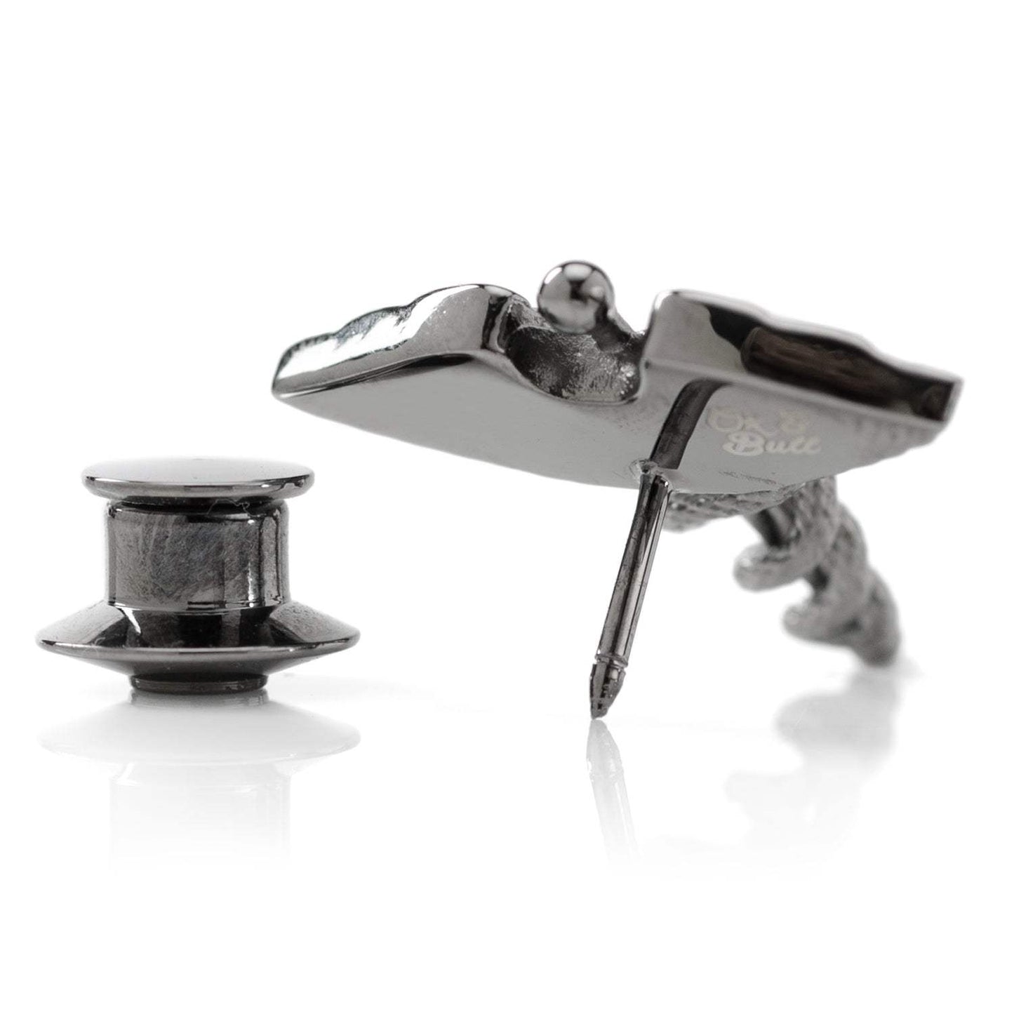 Caduceus Pave Gunmetal Lapel Pin - Cufflinks.com - Flyclothing LLC