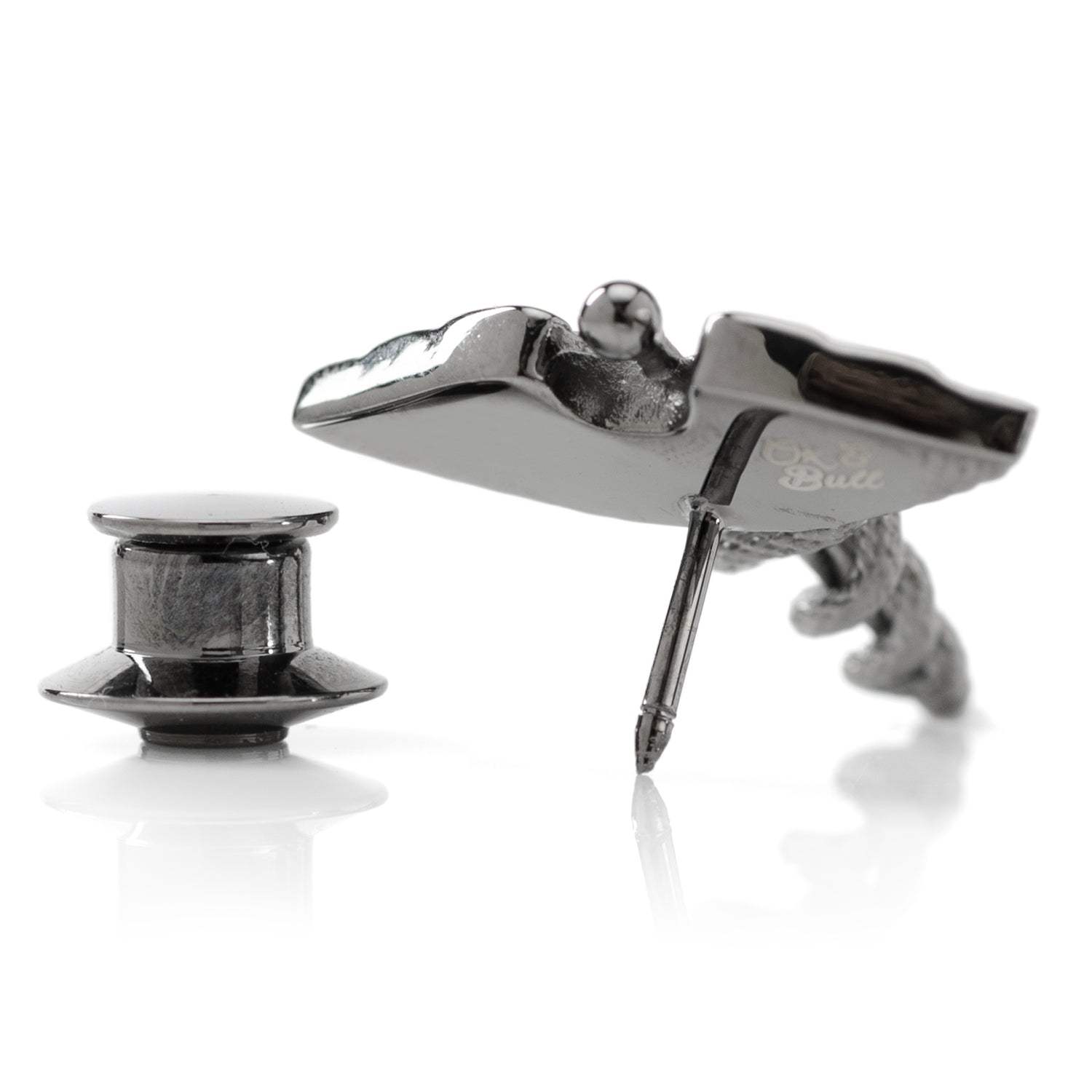 Caduceus Pave Gunmetal Lapel Pin - Cufflinks.com - Flyclothing LLC