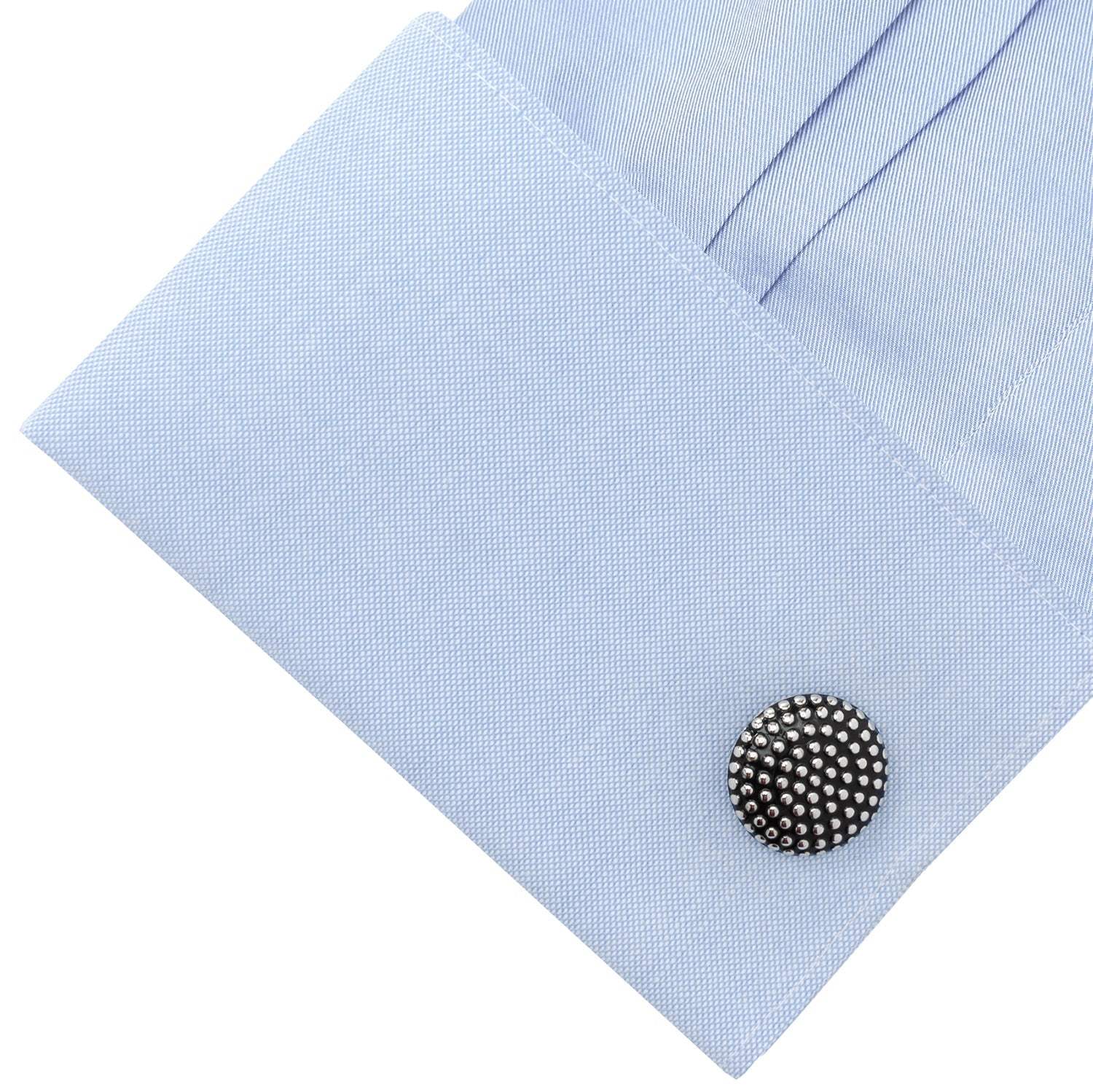 Silver Circle Dot Texture Cufflinks - Cufflinks.com - Flyclothing LLC