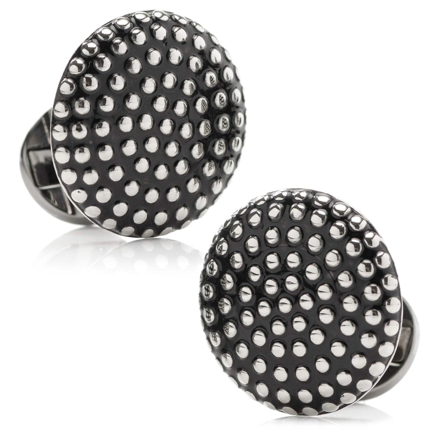 Silver Circle Dot Texture Cufflinks - Cufflinks.com - Flyclothing LLC