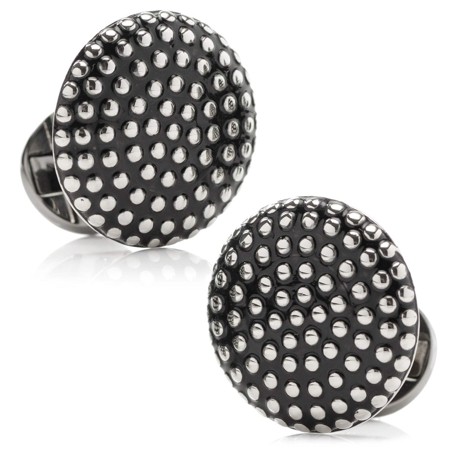 Silver Circle Dot Texture Cufflinks - Cufflinks.com - Flyclothing LLC
