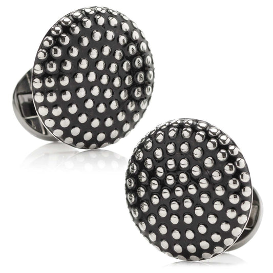 Silver Circle Dot Texture Cufflinks - Cufflinks.com - Flyclothing LLC