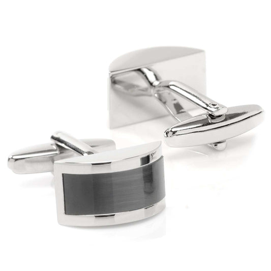 Gray Cat's Eye Bridged Cufflinks - Cufflinks.com - Flyclothing LLC