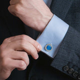 Radiant Blue Catseye Stainless Steel Cufflinks - Cufflinks.com - Flyclothing LLC