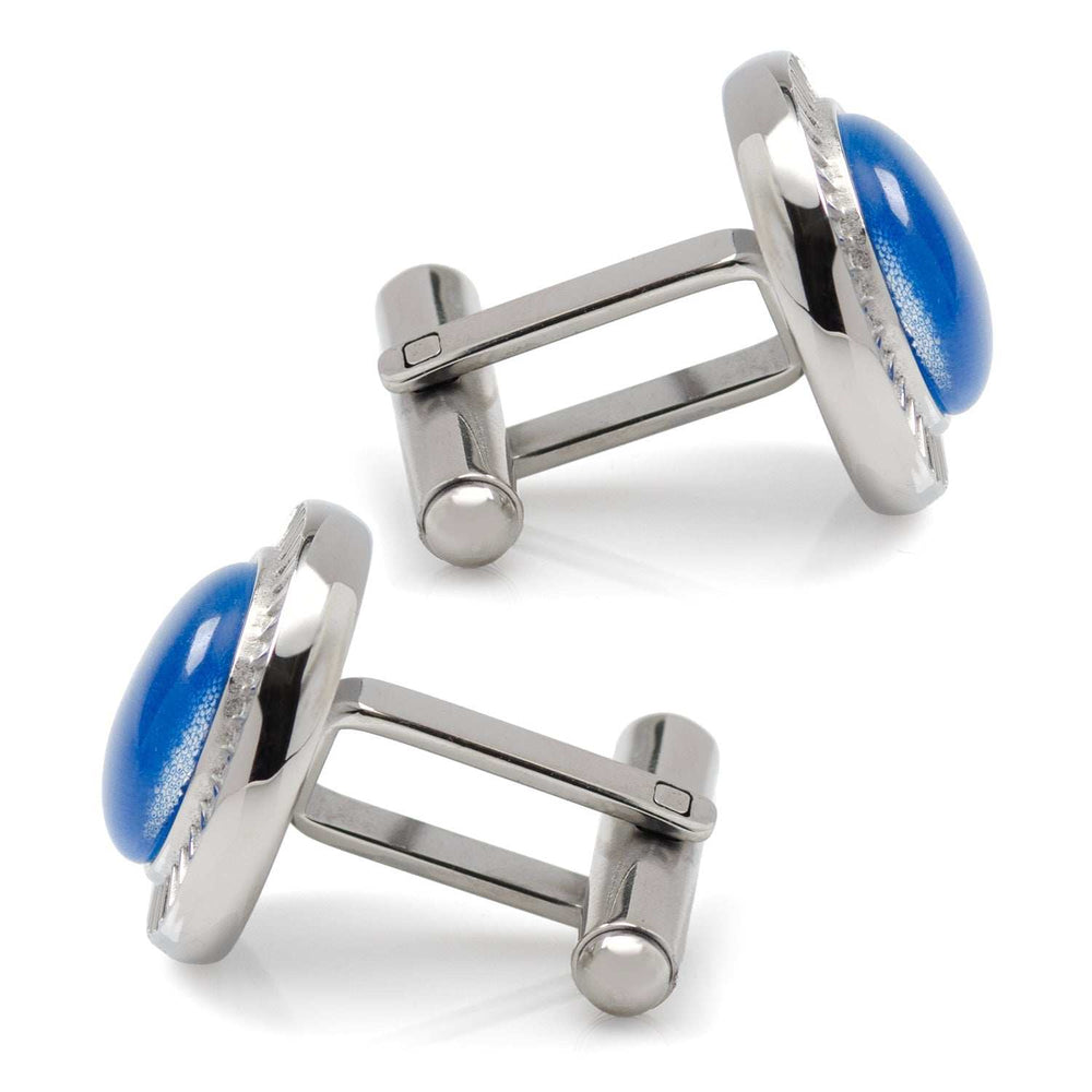 Radiant Blue Catseye Stainless Steel Cufflinks - Cufflinks.com - Flyclothing LLC