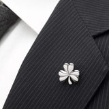 Clover Stainless Steel Lapel Pin - Cufflinks.com - Flyclothing LLC