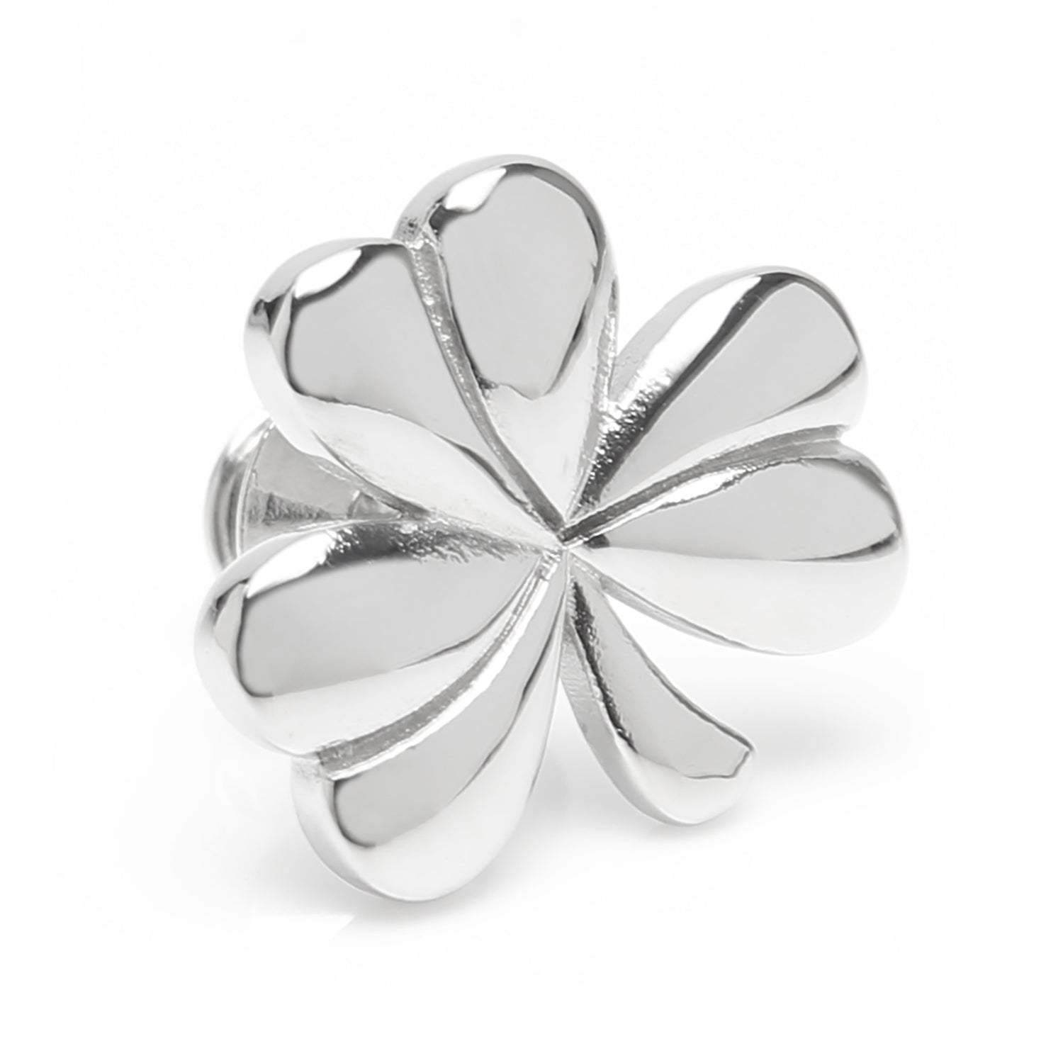 Clover Stainless Steel Lapel Pin - Cufflinks.com - Flyclothing LLC