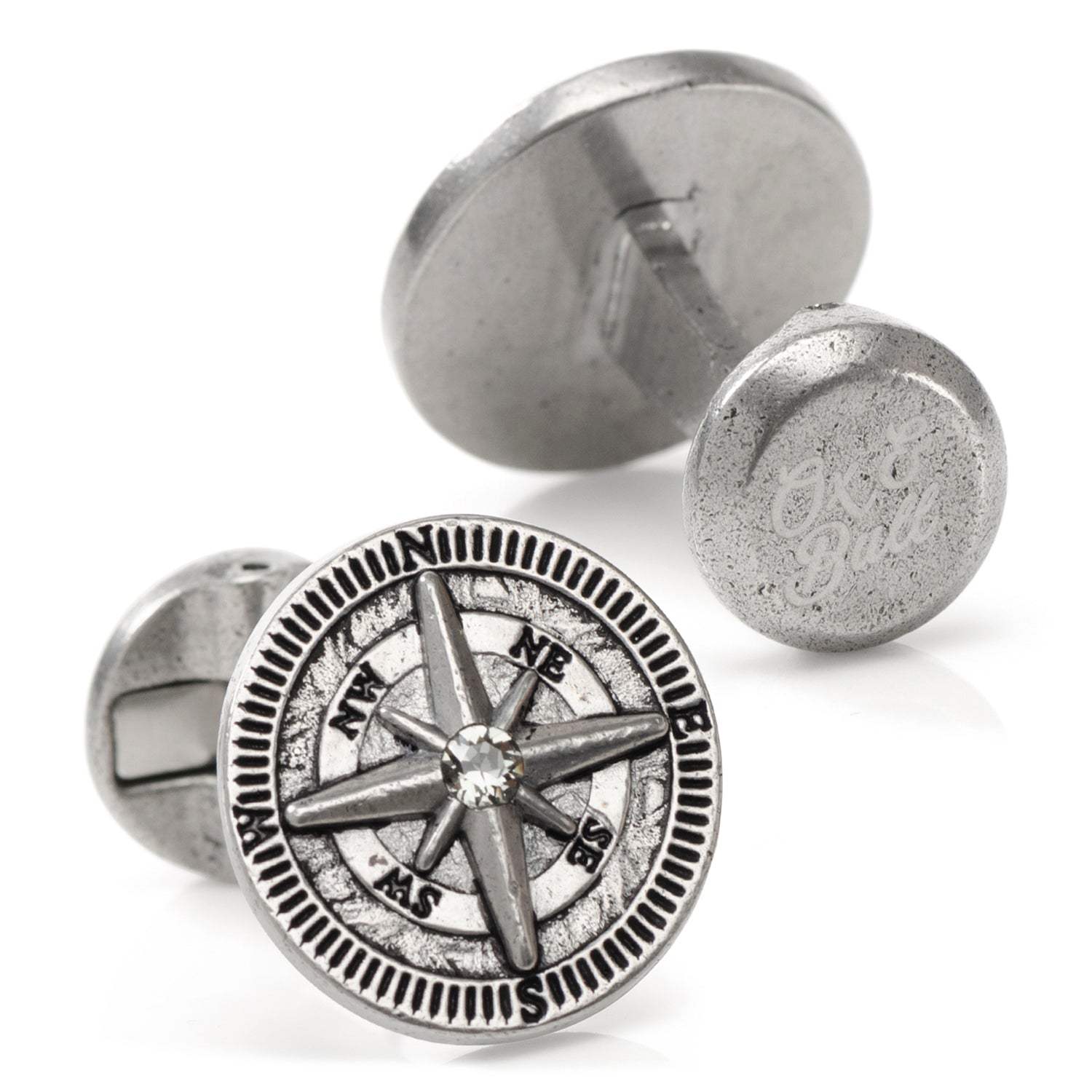 Antique Compass Stainless Steel Cufflinks - Cufflinks.com - Flyclothing LLC