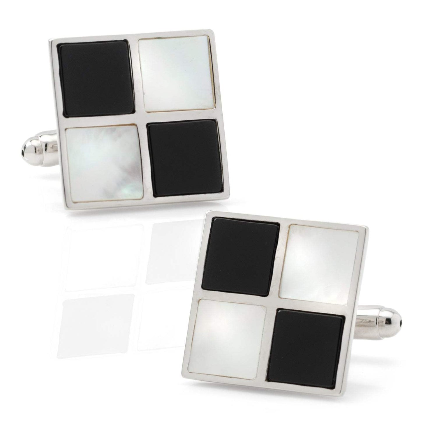 Mother of Pearl and Onyx Check Cufflinks - Cufflinks.com - Flyclothing LLC