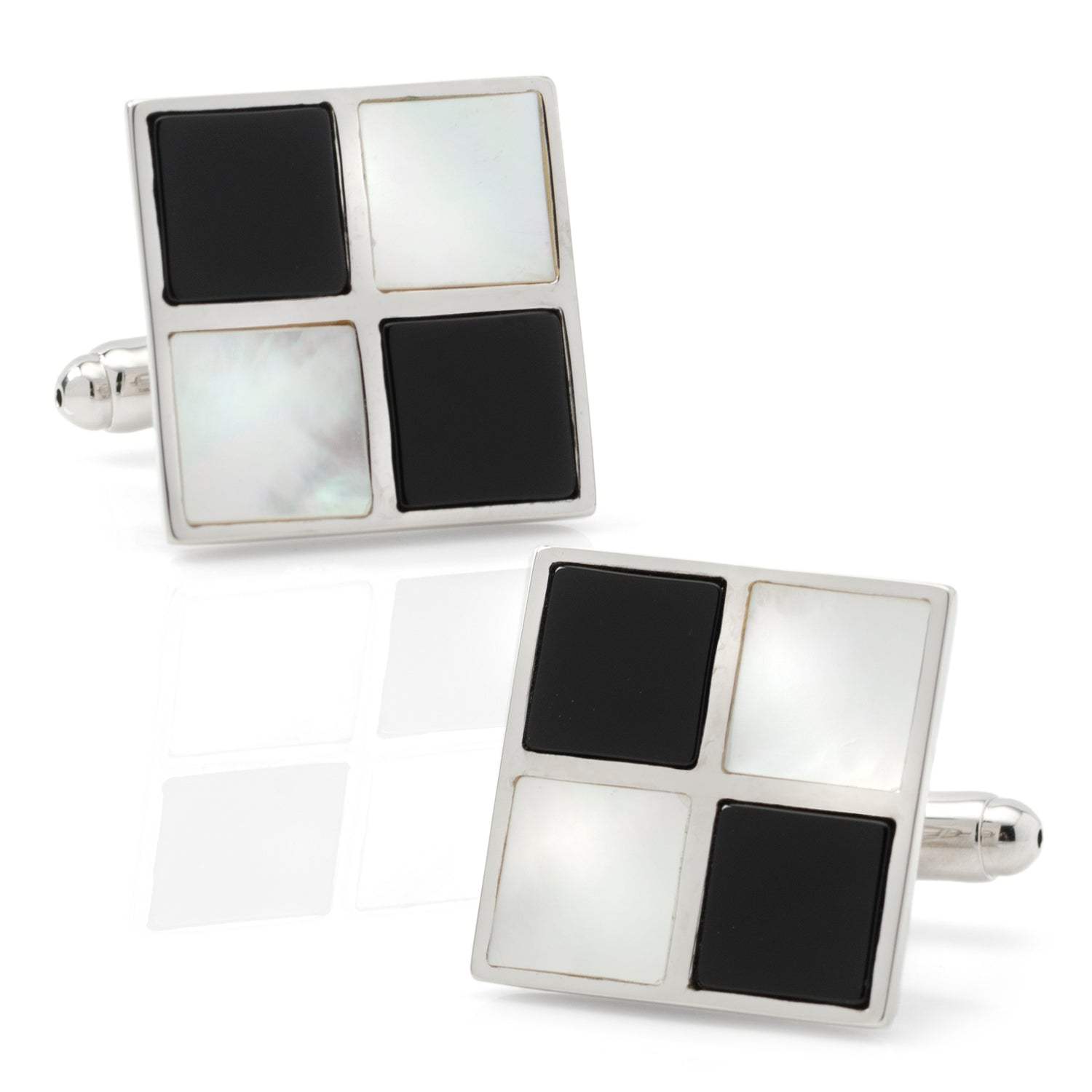 Mother of Pearl and Onyx Check Cufflinks - Cufflinks.com - Flyclothing LLC