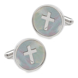 Cross Mother of Pearl Stainless Steel Cufflinks