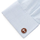 Cross Round Wood Stainless Steel Cufflinks - Cufflinks.com - Flyclothing LLC