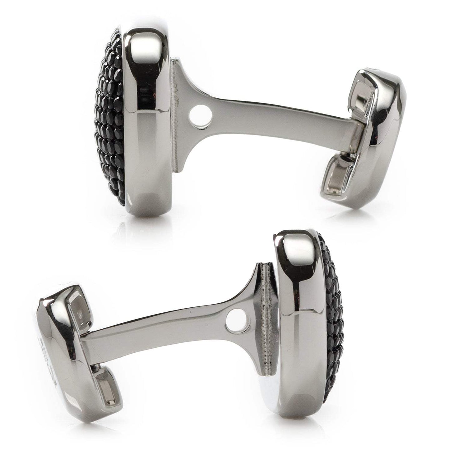 Stainless Steel Black Pave Crystal Cufflinks - Cufflinks.com - Flyclothing LLC