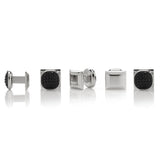 Stainless Steel Black Pave Crystal 5-Stud Set - Cufflinks.com - Flyclothing LLC