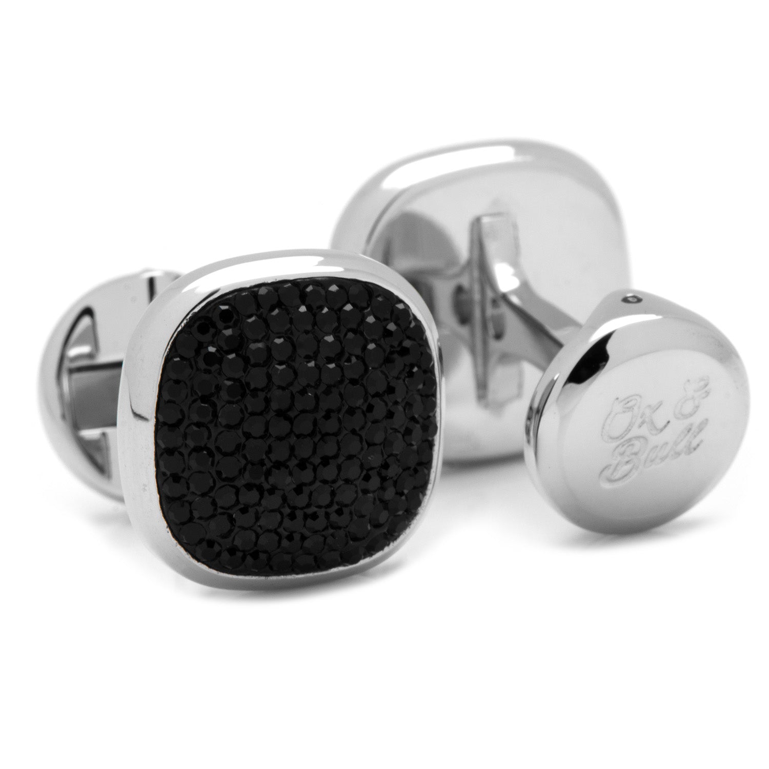 Stainless Steel Black Pave Crystal 5-Stud Set - Cufflinks.com - Flyclothing LLC
