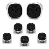 Stainless Steel Black Pave Crystal 5-Stud Set - Cufflinks.com - Flyclothing LLC
