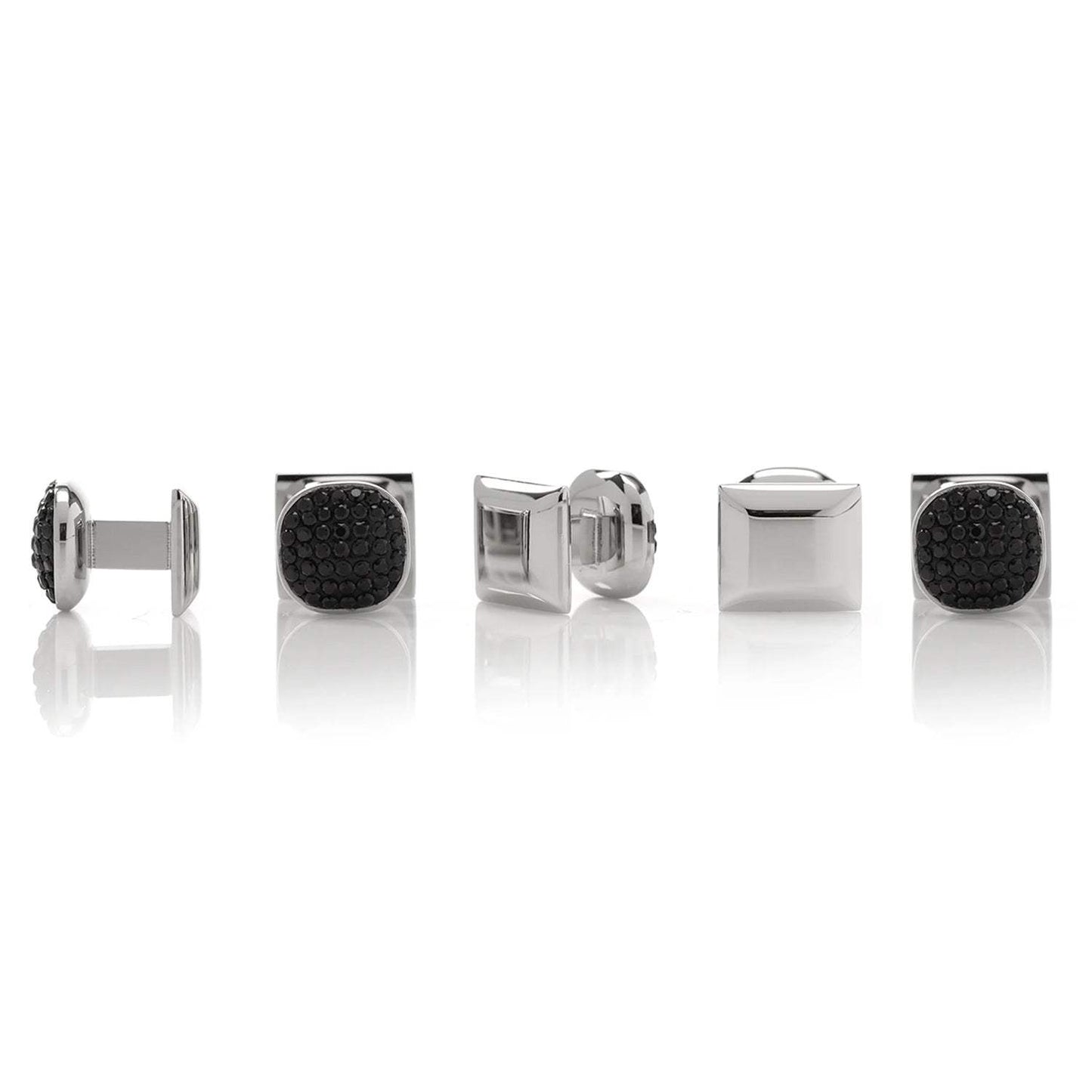 Stainless Steel with Black Pave Crystal 5-Studs - Cufflinks.com - Flyclothing LLC