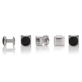 Stainless Steel with Black Pave Crystal 5-Studs - Cufflinks.com - Flyclothing LLC