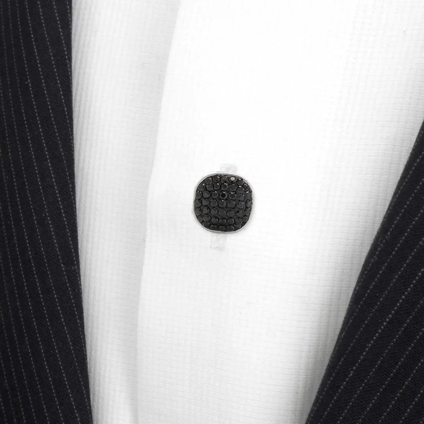 Stainless Steel with Black Pave Crystal 5-Studs - Cufflinks.com - Flyclothing LLC