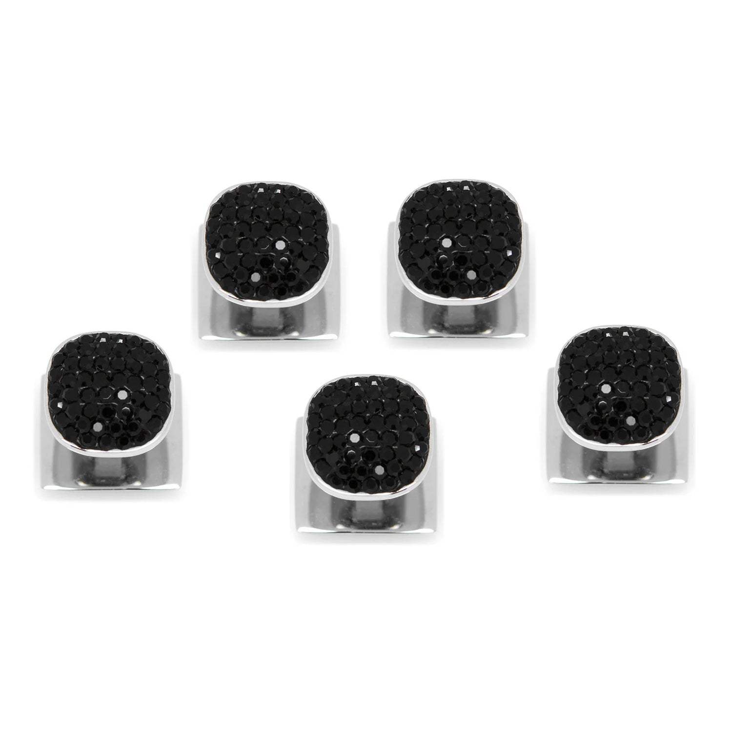 Stainless Steel with Black Pave Crystal 5-Studs - Cufflinks.com - Flyclothing LLC