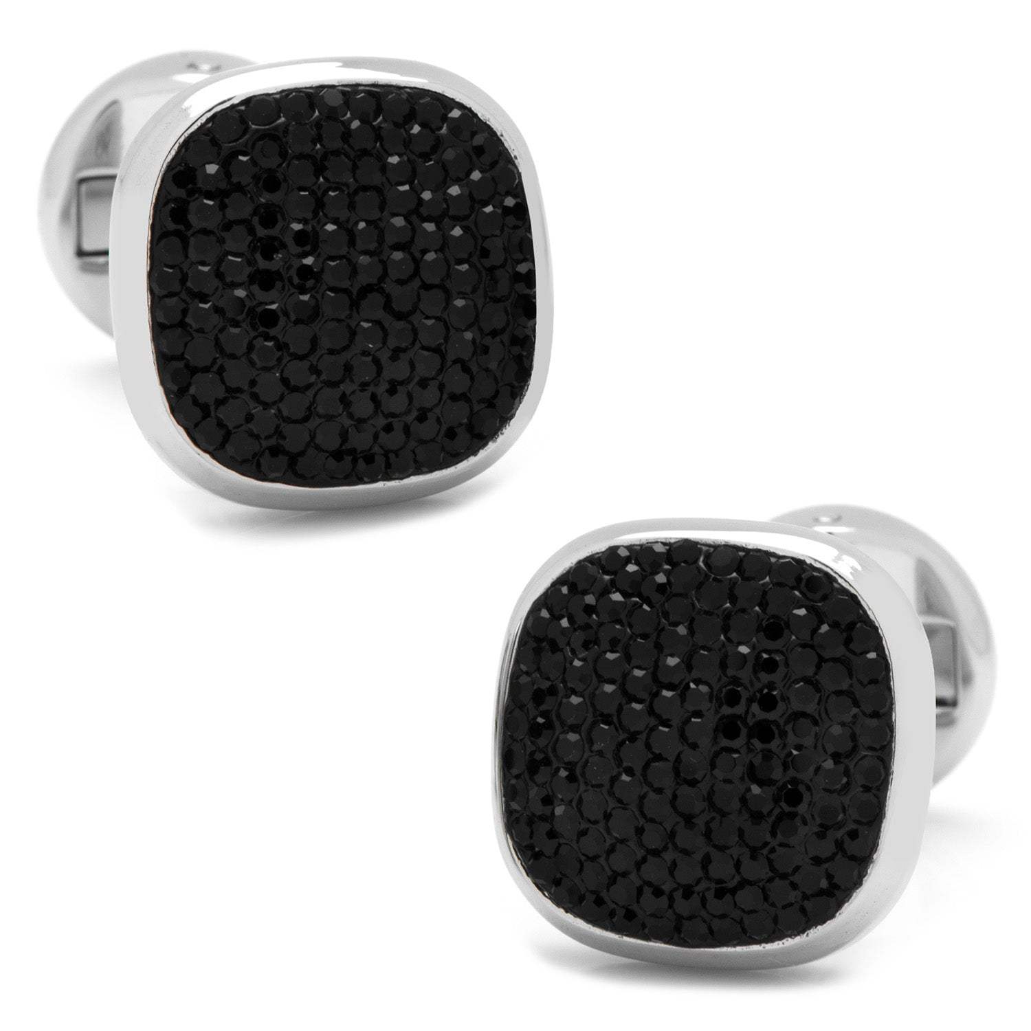 Stainless Steel Black Pave Crystal Cufflinks - Cufflinks.com - Flyclothing LLC