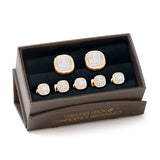 Gold Stainless Steel White Pave Crystal 5-Stud Set - Cufflinks.com - Flyclothing LLC
