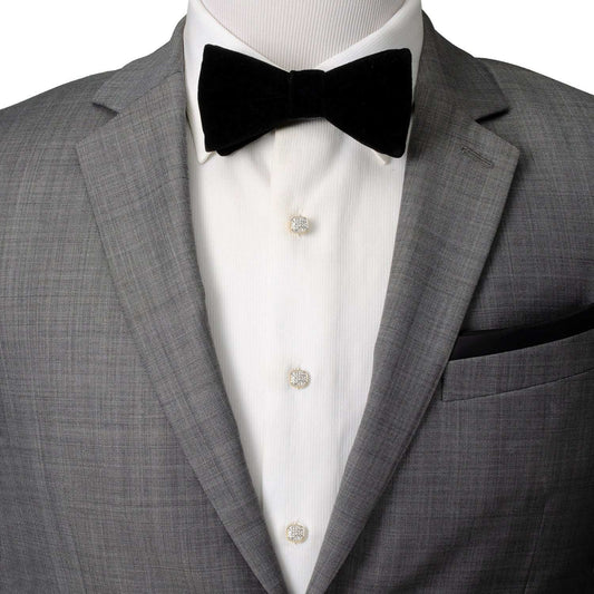 Gold Stainless Steel White Pave Crystal 5-Studs - Cufflinks.com - Flyclothing LLC