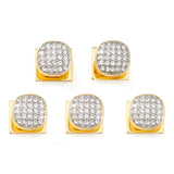 Stainless Steel Gold Plated White Pave Crystal 5-Studs - Cufflinks.com - Flyclothing LLC