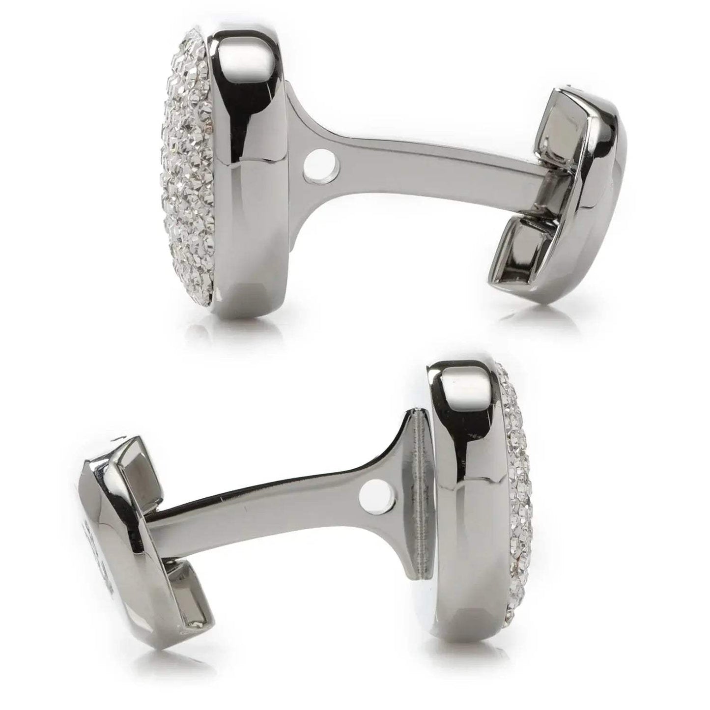 Stainless Steel White Pave Crystal Cufflinks - Cufflinks.com - Flyclothing LLC