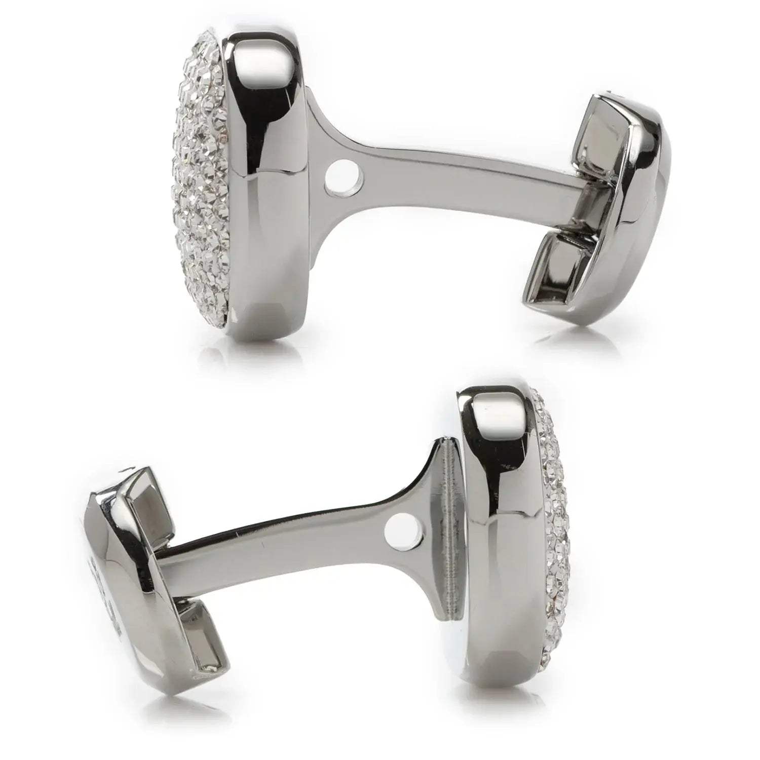 Stainless Steel White Pave Crystal Cufflinks - Cufflinks.com - Flyclothing LLC