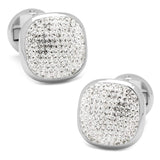 Stainless Steel White Pave Crystal Cufflinks - Cufflinks.com - Flyclothing LLC