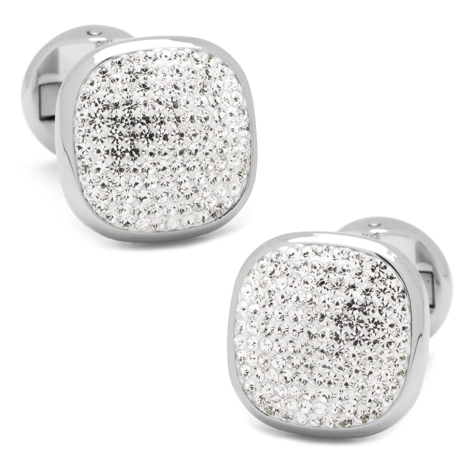 Stainless Steel White Pave Crystal Cufflinks - Cufflinks.com - Flyclothing LLC