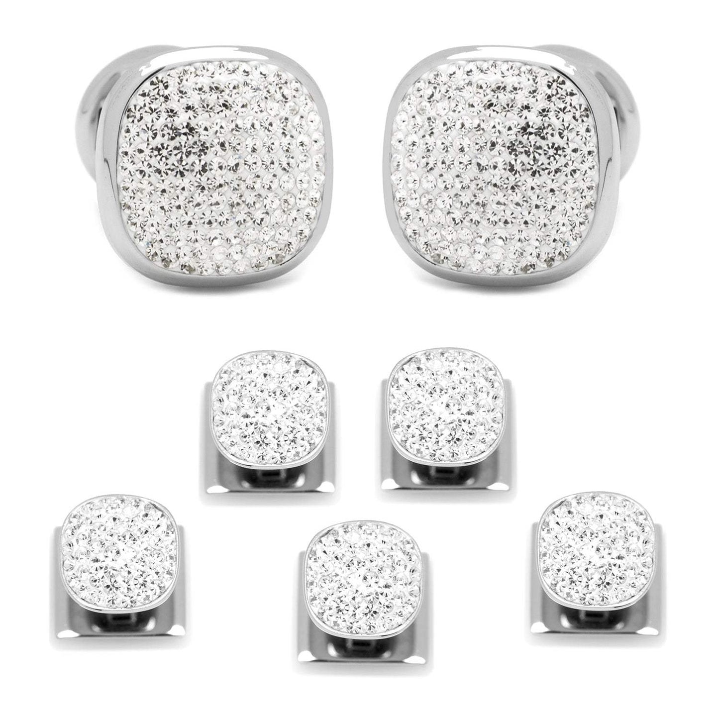 White Pave Crystal 5-Stud Set - Cufflinks.com - Flyclothing LLC