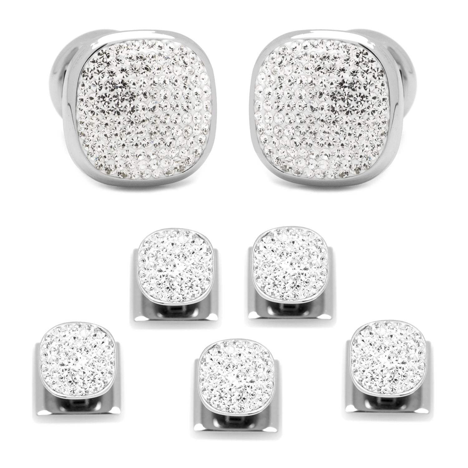 White Pave Crystal 5-Stud Set - Cufflinks.com - Flyclothing LLC