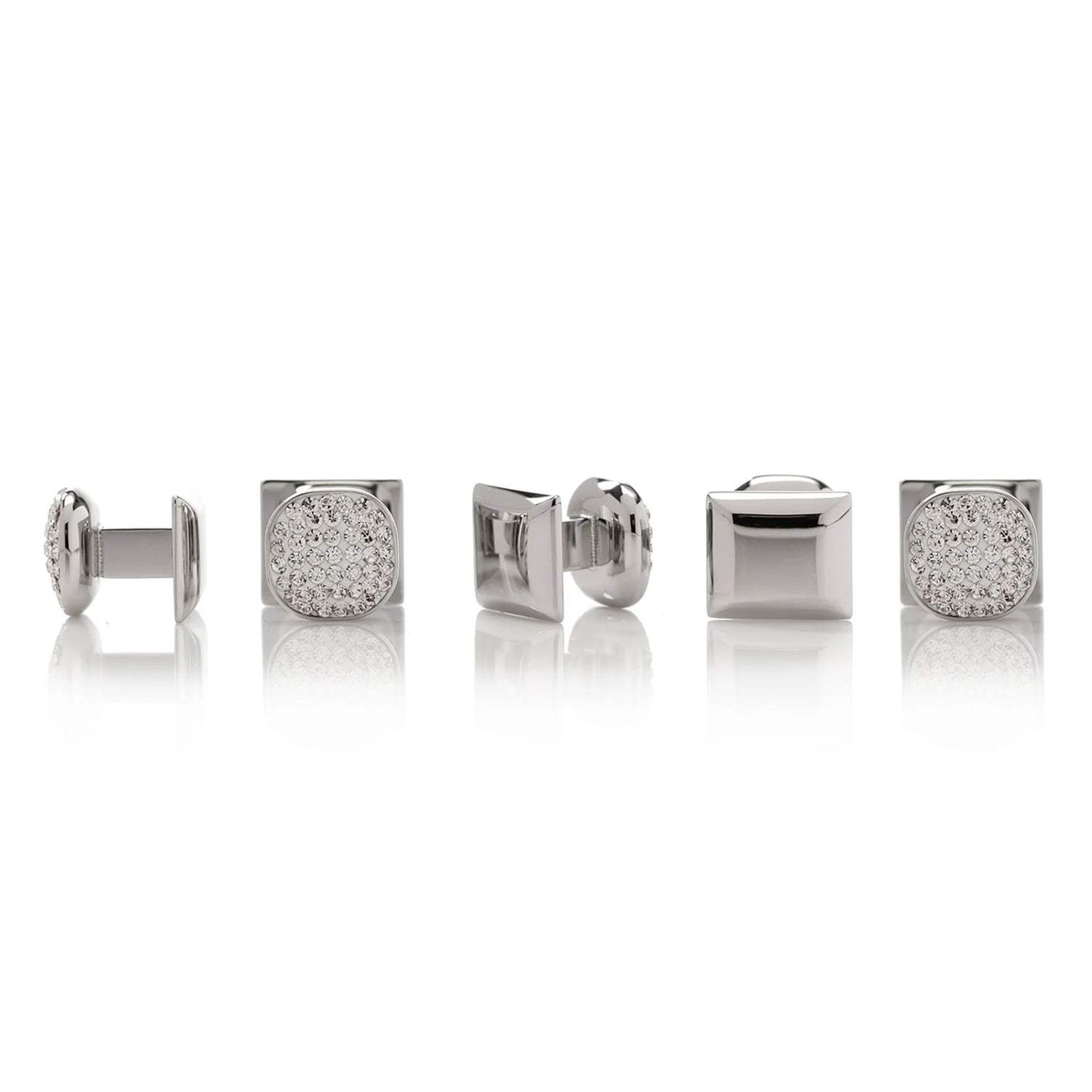 Stainless Steel White Pave Crystal 5-Studs - Cufflinks.com - Flyclothing LLC