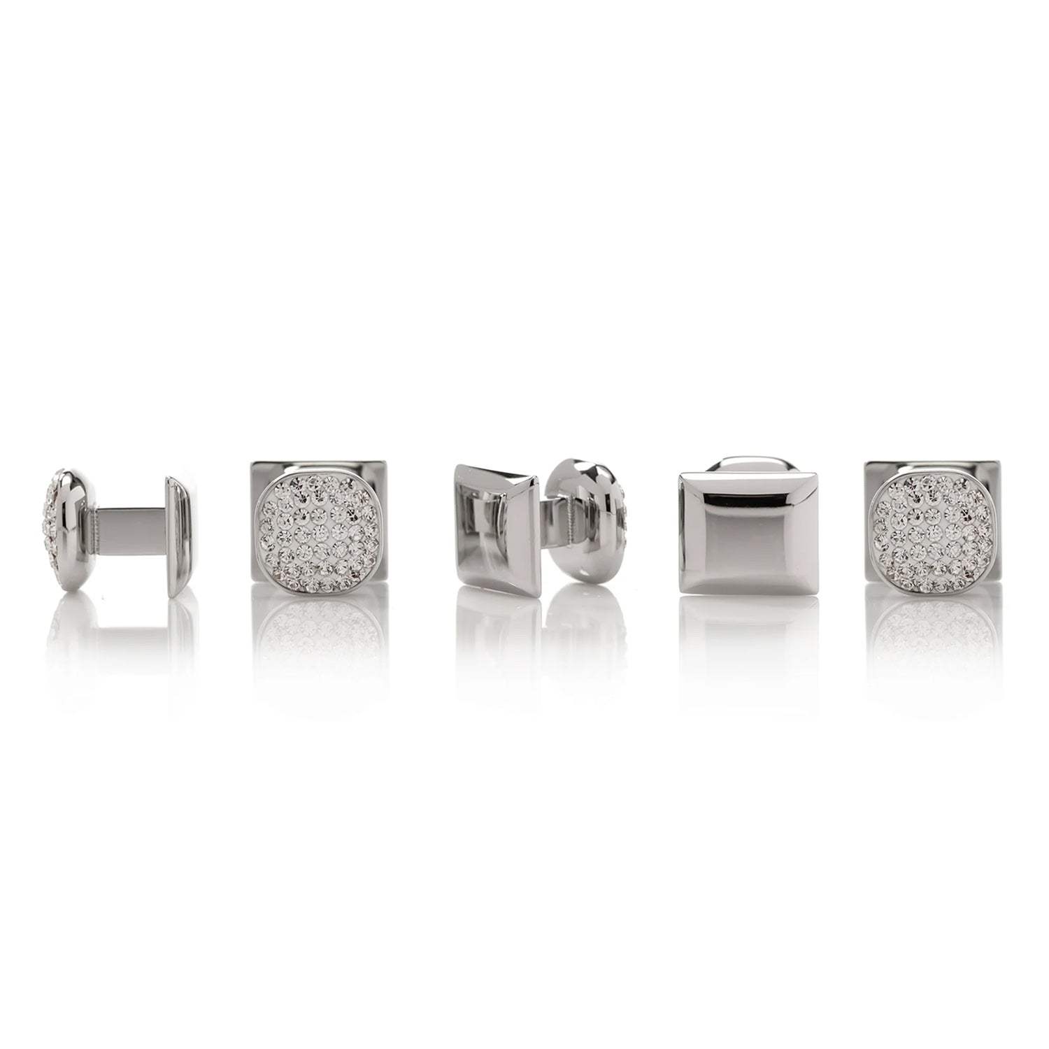 Stainless Steel White Pave Crystal 5-Studs - Cufflinks.com - Flyclothing LLC