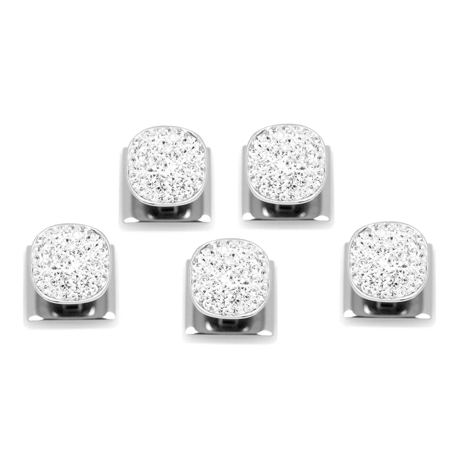Stainless Steel White Pave Crystal 5-Studs - Cufflinks.com - Flyclothing LLC