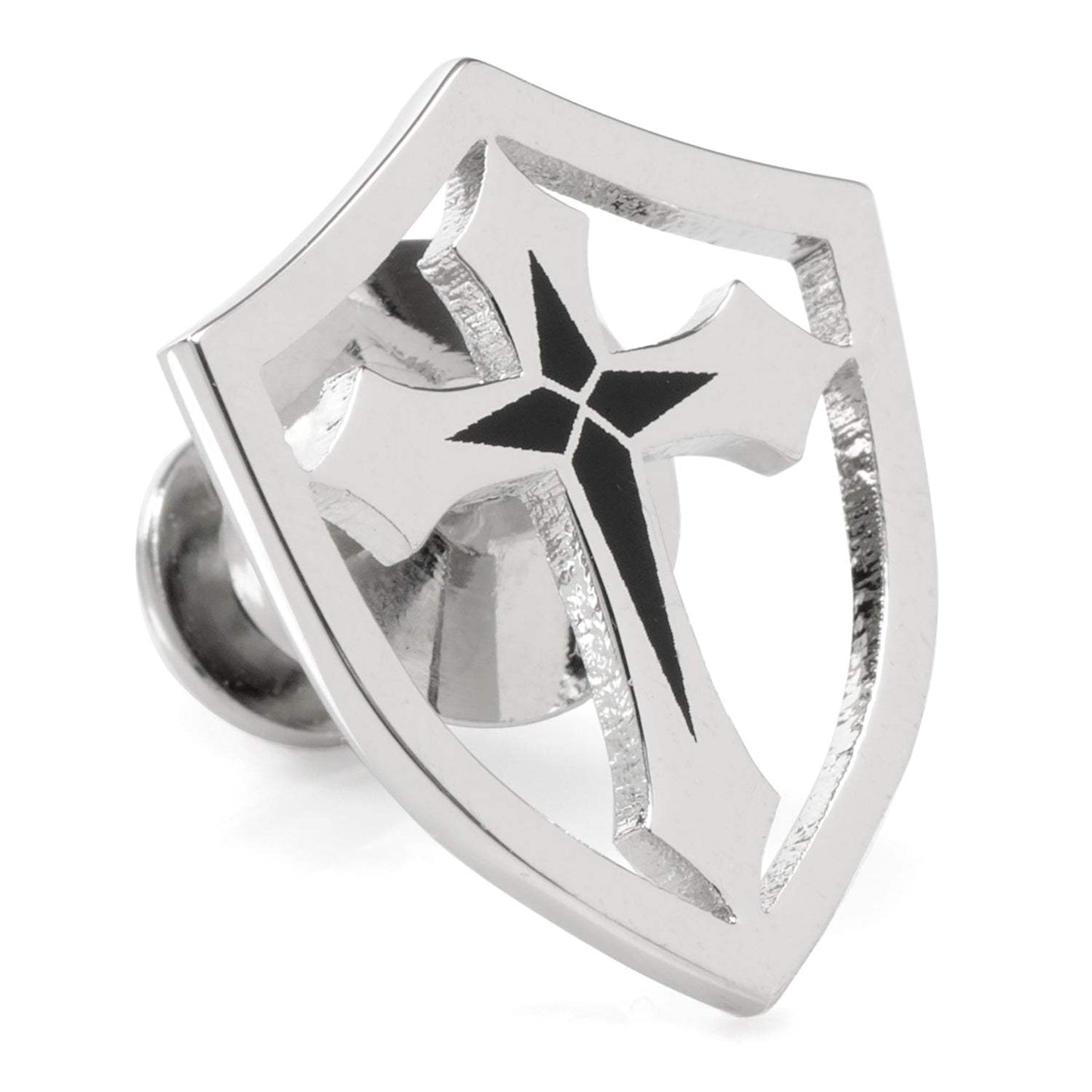 Stainless Steel Cross Shield Lapel Pin - Cufflinks.com - Flyclothing LLC