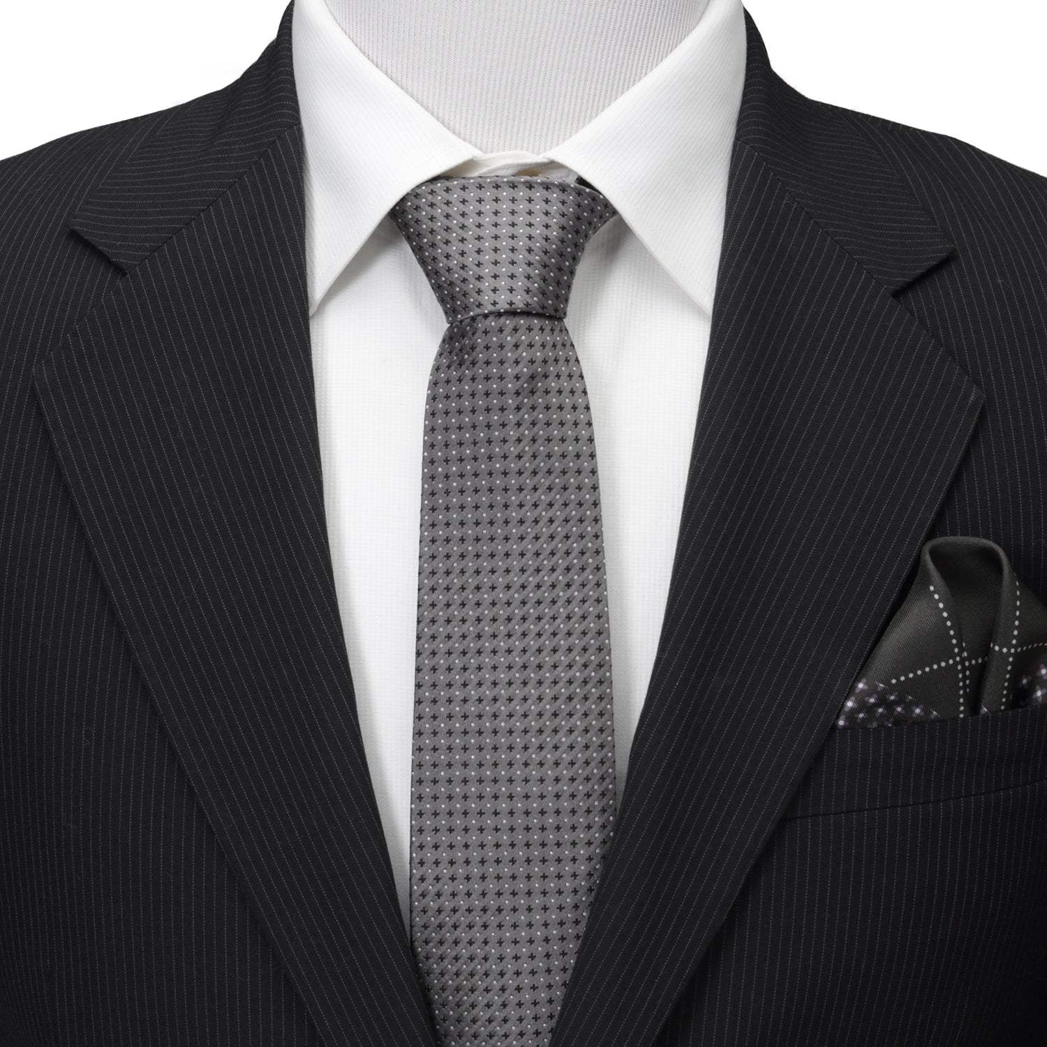 Gray Cross Dot-Men's Tie - Cufflinks.com - Flyclothing LLC