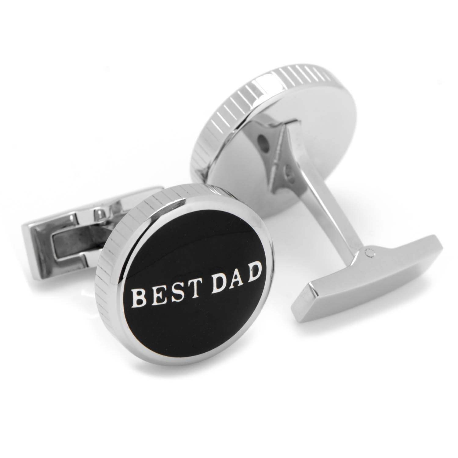 Best Dad Black Stainless Steel Cufflinks - Cufflinks.com - Flyclothing LLC