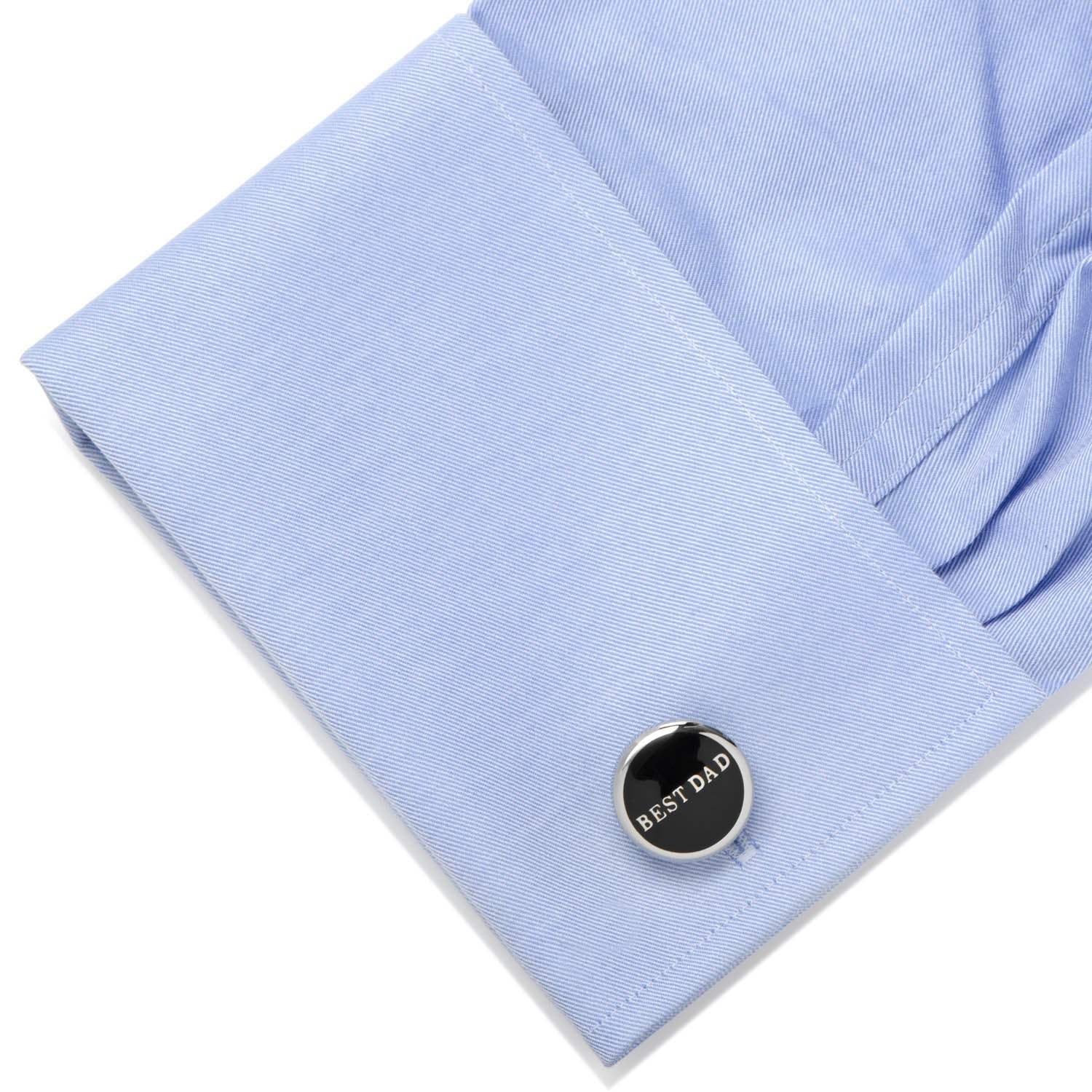 Best Dad Black Stainless Steel Cufflinks - Cufflinks.com - Flyclothing LLC