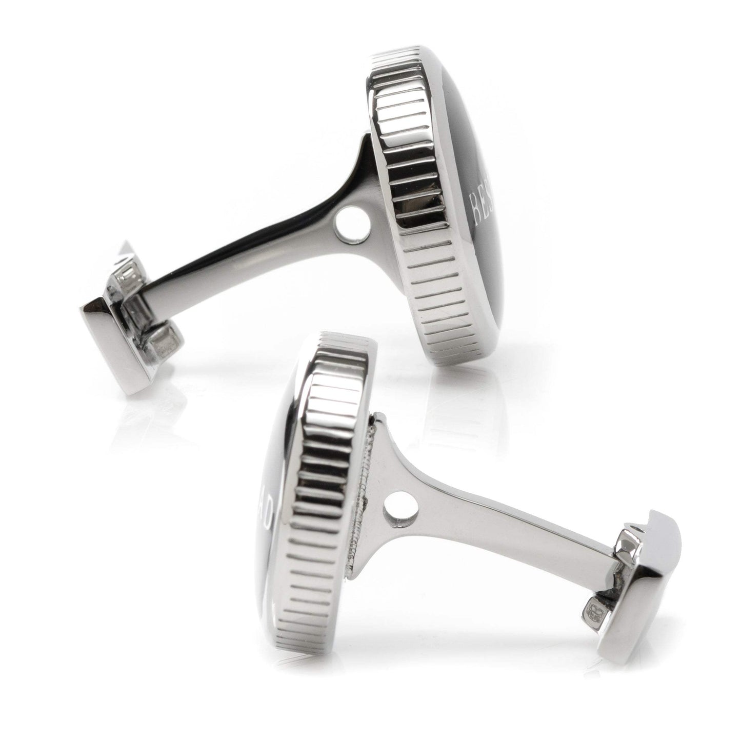 Best Dad Black Stainless Steel Cufflinks - Cufflinks.com - Flyclothing LLC