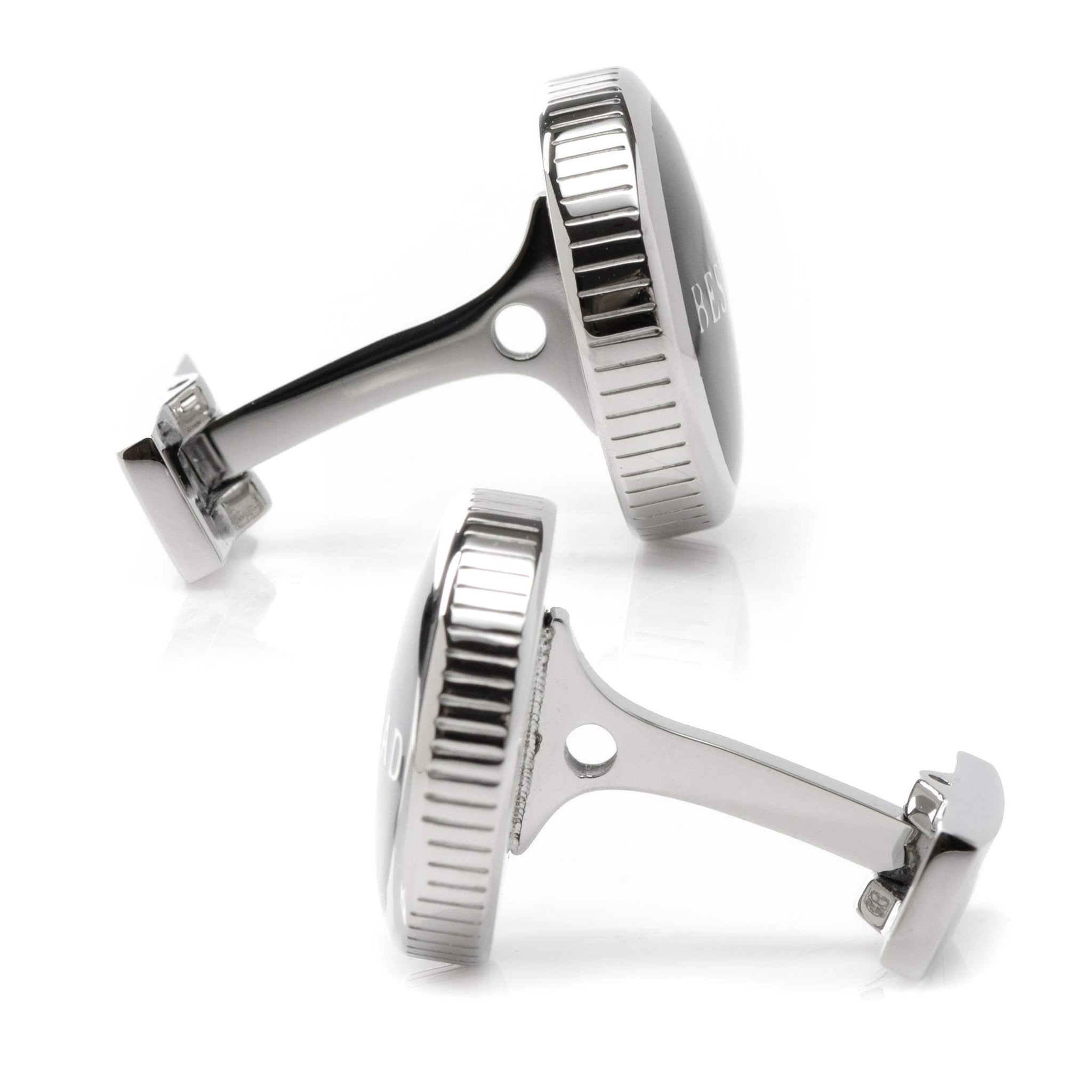 Best Dad Black Stainless Steel Cufflinks - Cufflinks.com - Flyclothing LLC